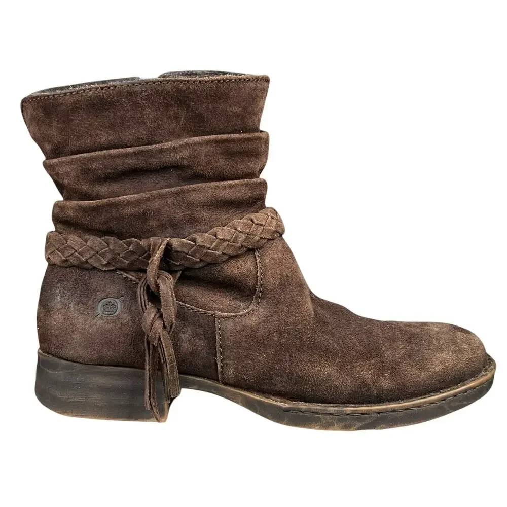 Born Women’s Ouvea Distressed Suede Side Zip Ankle Boot Size US 8